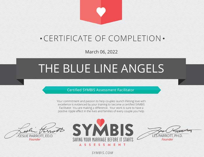 SYMBIS Facilitator Certificate for The Blue Line Angels Church